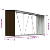Garden Log Storage Shed Galvanised Steel 330x84x152 cm Brown 47084