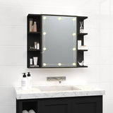 Mirror Cabinet with LED Black 70x16.5x60 cm 833536