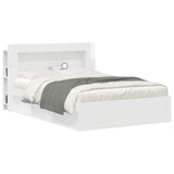 Headboard Cabinet with Storage High Gloss White Engineered Wood 8001286