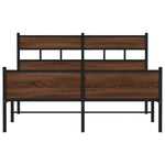 ZNTS Metal Bed Frame without Mattress Brown Oak 160x200 cm 3308516