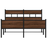 ZNTS Metal Bed Frame without Mattress Brown Oak 160x200 cm 3308516