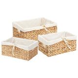 Storage Baskets 3 pcs Natural 40 x 30 x 18 cm Water hyacinth 42020143