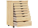 Rolling Cabinet with Drawers MOSS Clear Varnish Solid Pine wood 42032403