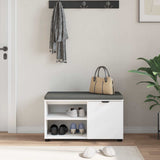 Hall Bench White 80 x 38 x 46 cm Engineered Wood and Fabric 891504