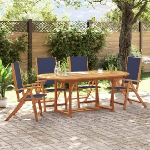 ZNTS 5 Piece Garden Dining Set Solid Wood Acacia and Textilene 3279300