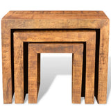 Nesting Table Set 3 Pieces Solid Mango Wood 241130