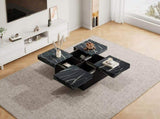 Modern square coffee table with marble look, Centre Tea Table with 4 Sliding Drawers, Coffee End N605P375112B