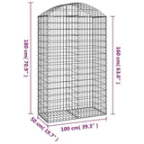 Arched Gabion Basket 100x50x160/180 cm Galvanised Iron 153438