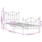 Metal Bed Frame without Mattress with Footboard Black 90x190cm 353449