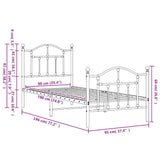 Metal Bed Frame without Mattress with Footboard Black 90x190cm 353449