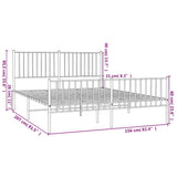 Metal Bed Frame without Mattress with Footboard White 150x200cm 350951