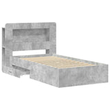Bed Frame with Storage with Headboard Concrete Grey 75 x 190 cm 3433802