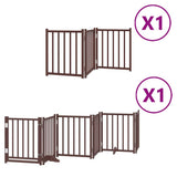 Dog Gate with Door Foldable 9 Panels Brown 450 cm Poplar Wood 3155715