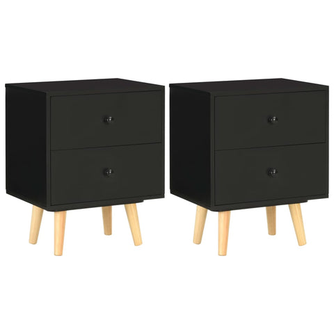 ZNTS Bedside Cabinets 2 pcs Black 40x30x50 cm Solid Pinewood 285225