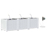 Garden Planter 3 pcs White 120 x 40 x 37.5 cm PP 42002914