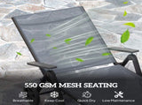 Folding Sun Lounger with Wheels, 5-Position Adjustable Garden Chaise Lounge Sunbed with Armrests, T3398P328512