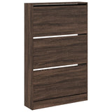 Shoe Cabinet Brown Oak 80x21x125.5 cm Engineered Wood 839930