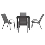 Garden Dining Set 5 pcs Grey and Black Powder-coated Steel 3379122