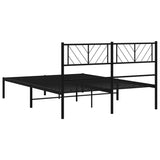 Metal Bed Frame without Mattress with Headboard Black 140x200cm 372180