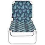 ZNTS Folding Sun Lounger Steel and Fabric Leaves Print 310331