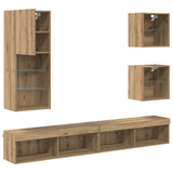 TV Wall Units with LED 5 pcs Artisan Oak Engineered Wood 3402951