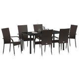 Garden Dining Set 7 pcs Brown Powder-Coated Steel 3379398