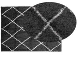 Shaggy Rug PAMPLONA High Pile Modern Black and Cream 120x120 cm 375409