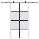 Sliding Door with Hardware Set 102.5x205 cm Tempered Glass and Aluminium 3333012