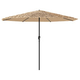 Garden Parasol with LEDs and Steel Pole Brown 388x388x248 cm 4005123