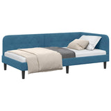 Corner Bed Frame with Headboard Blue 100 x 200 cm Velvet 42016615