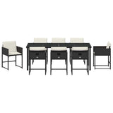 Garden Dining Set 9 pcs Black Poly Rattan 3380716
