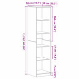 Wardrobe with Shelf Black Oak 50 x 50 x 200 cm Engineered Wood 3345123