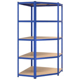 5-Layer Corner Shelf Blue Steel&Engineered Wood 152870