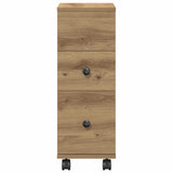 Narrow Bathroom Cabinet with Wheels Artisan Oak Engineered Wood 855240