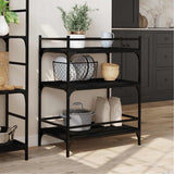 Kitchen Trolley Black 65x40x86.5 cm Engineered Wood 842396