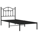 Metal Bed Frame without Mattress with Headboard Black 90x200cm 353432