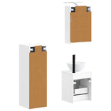 Bathroom Furniture Set 4 pcs White Engineered Wood and Glass 3407463