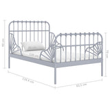 Extendable Bed Frame without Mattress Grey Metal 80x130/200 cm 324742