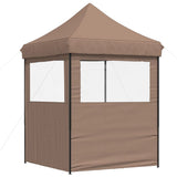 Foldable Party Tent Pop-Up with 2 Sidewalls Brown 4004996