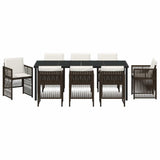 Garden Dining Set 9 pcs Brown Powder-Coated Steel 3380660