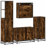 ZNTS 4 Piece Bathroom Furniture Set Smoked Oak Engineered Wood 3301302