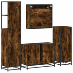 4 Piece Bathroom Furniture Set Smoked Oak Engineered Wood 3301302
