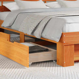 Bed Frame with Headboard Wax Brown 200 x 200 cm Solid Pine Wood 3382264