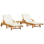 ZNTS Sun Loungers 2 pcs with Table Solid Wood Acacia 3206367