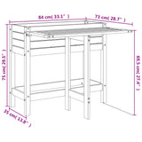 Garden Planter with Folding Tabletop White Solid Wood Pine 825122