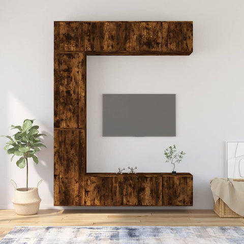 7 Piece TV Cabinet Set Smoked Oak Engineered Wood 3188827