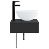 Wall-Mounted Wash Basin Black 40 x 41 x 40.5 cm Engineered Wood 890179