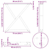 Dining Table Legs 2 pcs Black 80x cm Steel 4012728