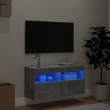 TV Wall Cabinet with LED Lights Concrete Grey 80x30x40 cm 837203