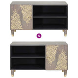 TV Cabinet with Shelf Grey 80 x 33 x 46 cm Solid Mango Wood 4018787